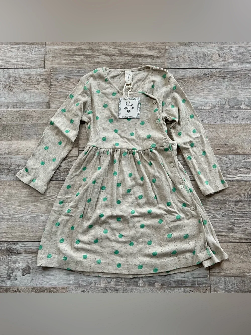 NWT Kate Quinn Girls Apple Pointelle Wrap Dress Size 6